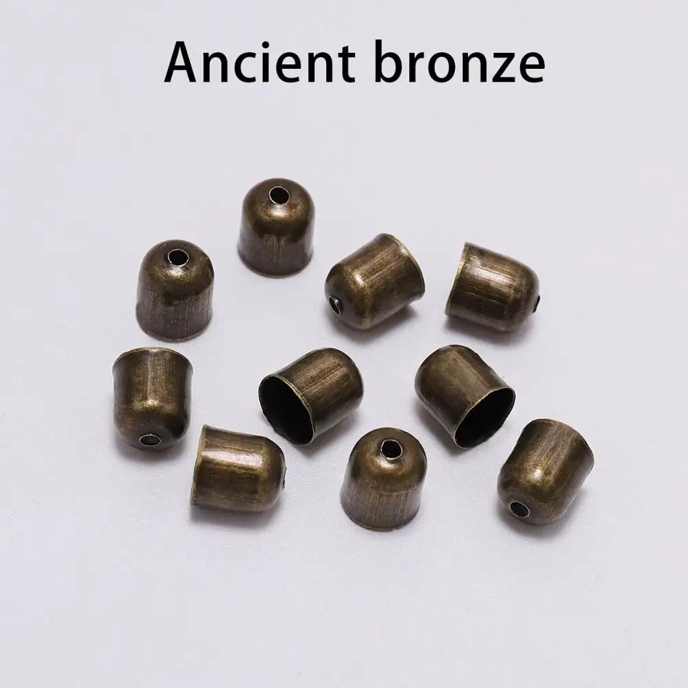 50-100pcs/lot Crimp End Caps Leather Cords End Tip Beads Caps Fit 4 -12mm Clasps For DIY Jewelry Making Findings Supplies Vera Lux