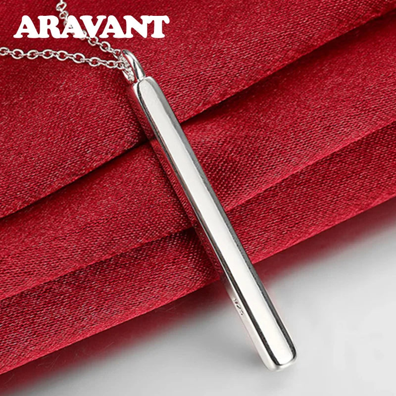 Silver 925 Jewelry Sets Square Column Necklaces Drop Earring For Women Fashion Jewelry Set Vera Lux