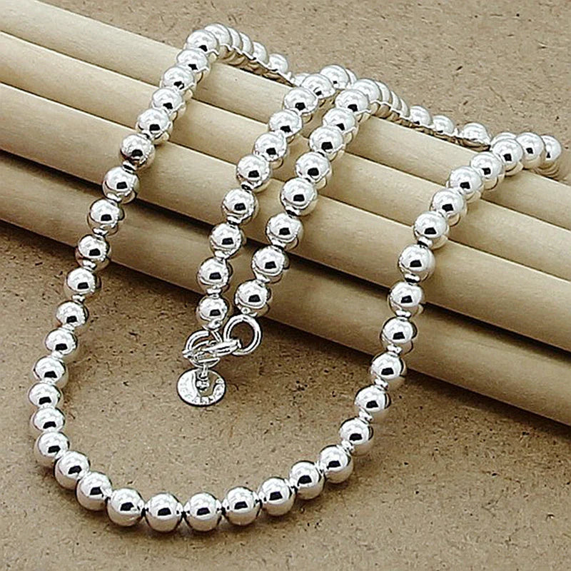 Aravant 925 Silver 4MM/6MM/8MM/10MM Bead Chain Necklace For Men Women Fashion Jewelry Vera Lux