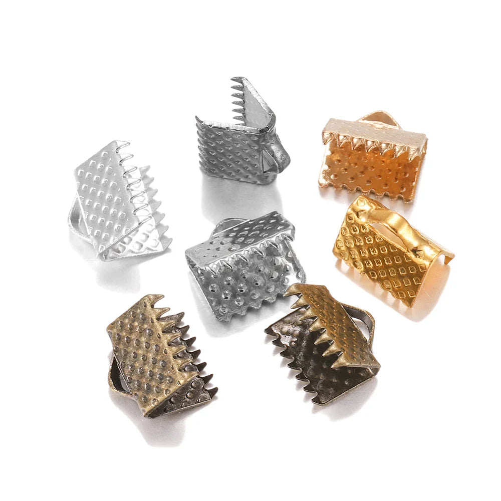 50pcs/lot Crimp Beads Cove Clasps Cord Leather Clip Necklace Bracelet Connectors End Caps For DIY Jewelry Findings Supplies Vera Lux
