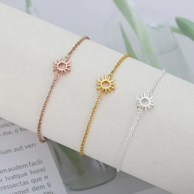 ICFTZWE Sun Hollow Bracelets For Women Stainless Steel Hand Chain Vintage Sunflower Anklet Boho Foot Jewelry Accessories Vera Lux