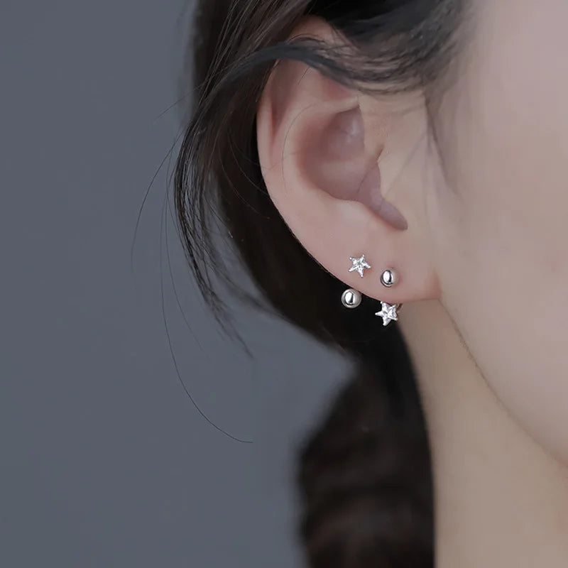 VENTFILLE 925 Silver Star Flash Crystal Summer Small Fresh Female 2022 New Trendy Personality Earrings Vera Lux