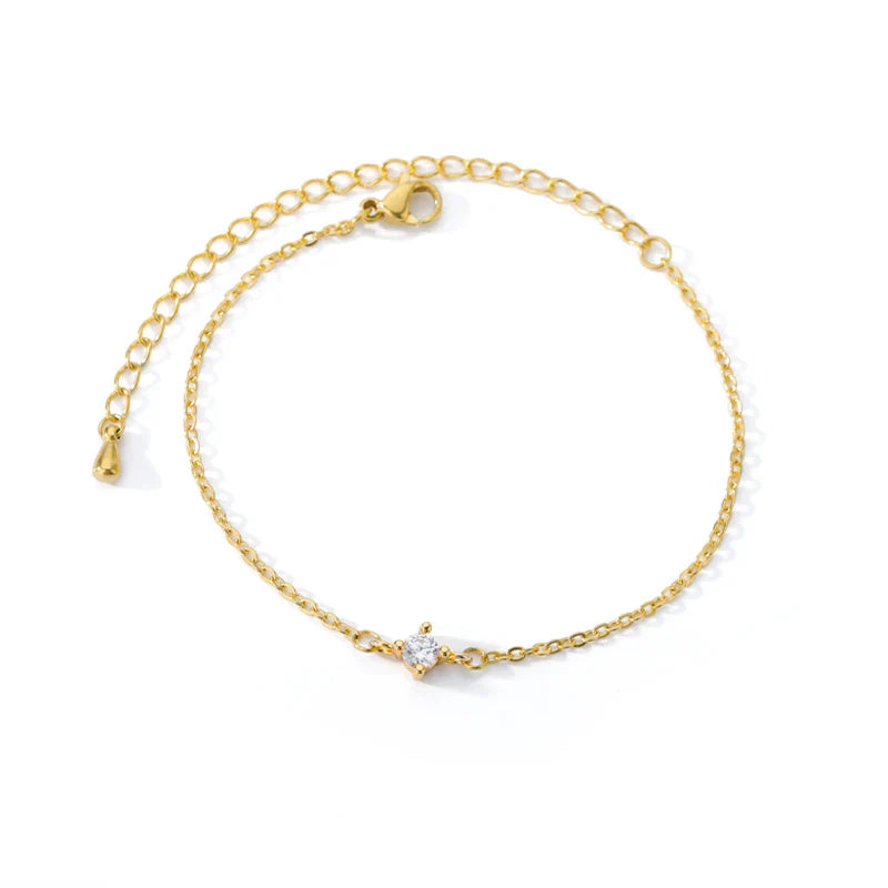 Single Zircon Circle Bead Bracelets For Women Stainless Steel Bracelet Summer Jewelry Couple Friends Accessories Gift 2023 Vera Lux