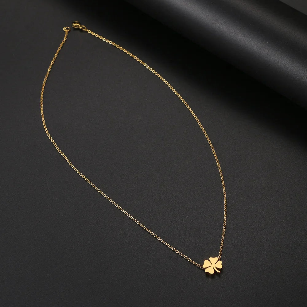 Stainless Steel Necklaces Four Leaf Clover Fashion Classic Style Men Chain Necklace For Women Jewelry Collar Pendant Gifts NEW Vera Lux