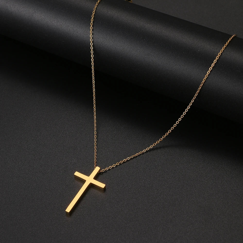 Stainless Steel Necklaces Classic Cross Jesus Fashion Large Style Man Chain Necklace For Women Jewelry Collar Pendant Gifts NEW Vera Lux