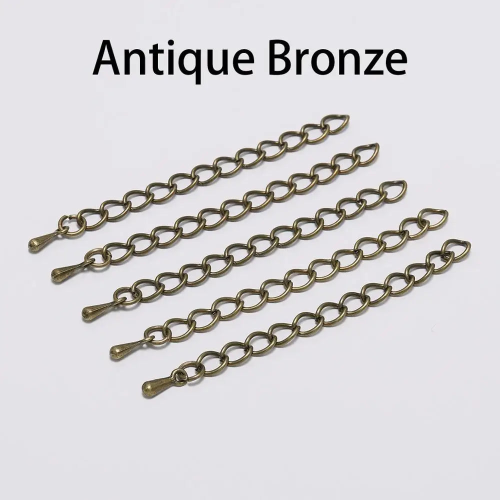 20pcs/lot 50-70mm Extended Extension Tail Chain Connectors Water Drop End Beads For DIY Jewelry Making Bracelet Necklace Vera Lux