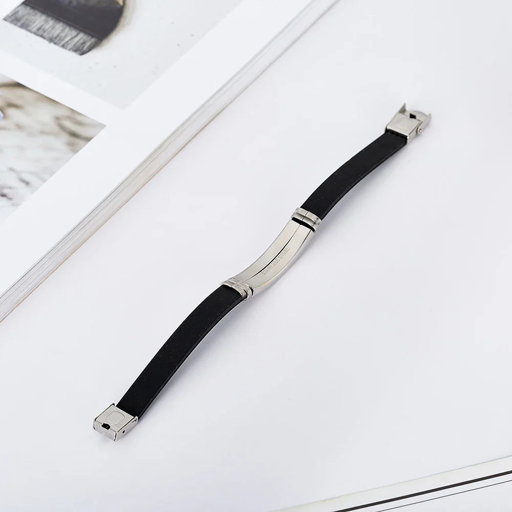 Personalized Engraved Name Letter Logo Bracelet Stainless Steel Silicone Bracelets Bangles For Men Women Custom Jewelry Vera Lux