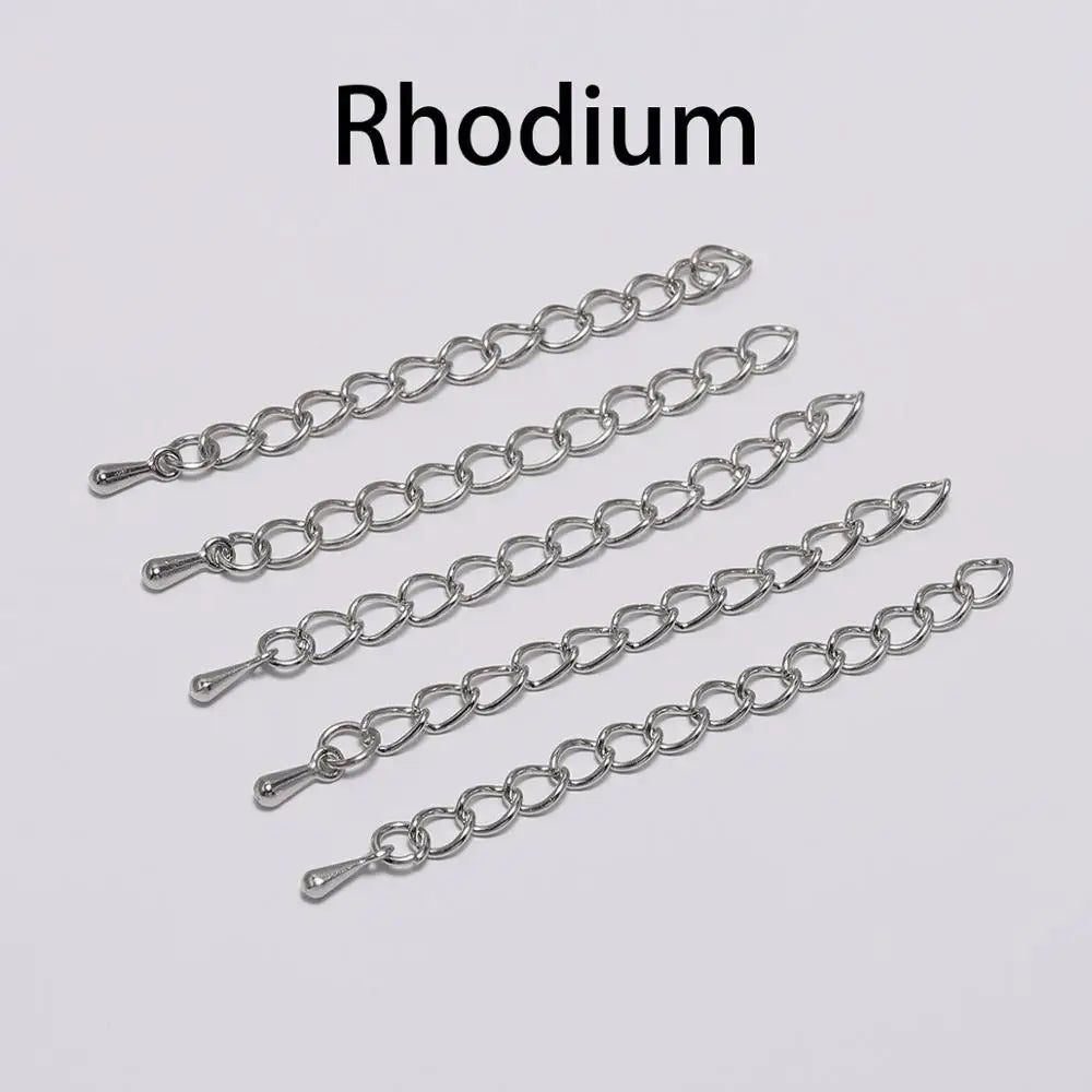 20pcs/lot 50-70mm Extended Extension Tail Chain Connectors Water Drop End Beads For DIY Jewelry Making Bracelet Necklace Vera Lux