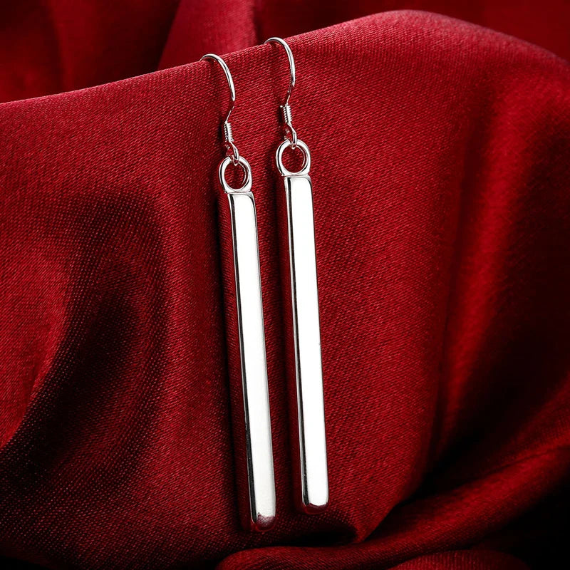 Silver 925 Jewelry Sets Square Column Necklaces Drop Earring For Women Fashion Jewelry Set Vera Lux