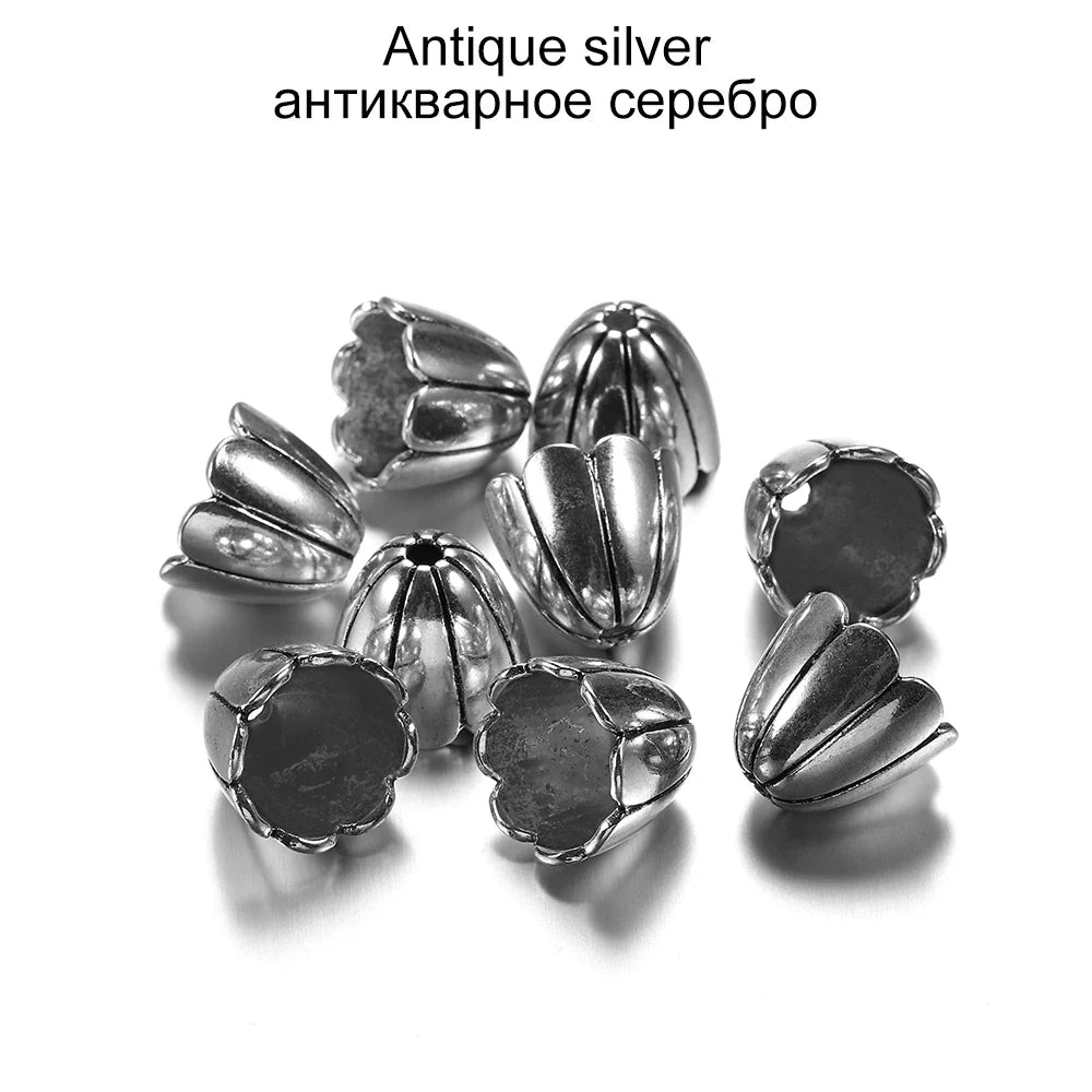 2pcs/lot Alloy Beads Caps Mixed Hollow Flower Necklace Earrings End Beads Cap Connectors For DIY Jewelry Making Accessroies Vera Lux
