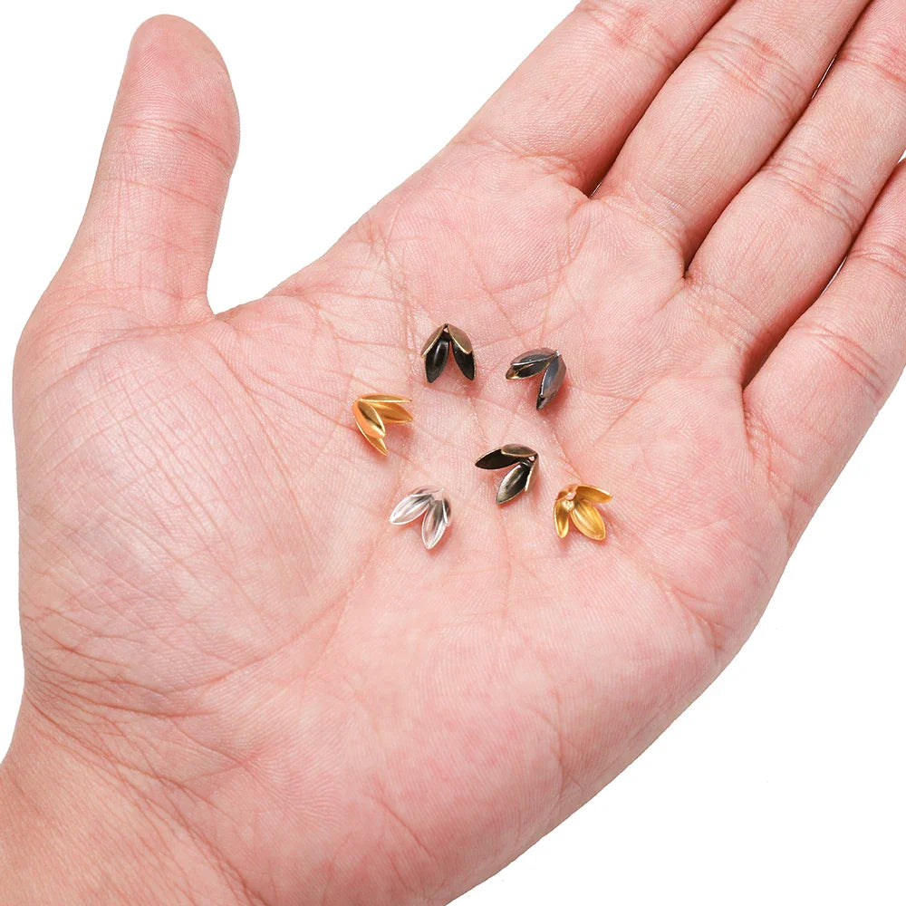 100pcs/lot Four Leaves Flower Metal Bulk Loose Sparer Caps Petal Apart End Bead Caps For Jewelry Making Bracelet Findings Vera Lux