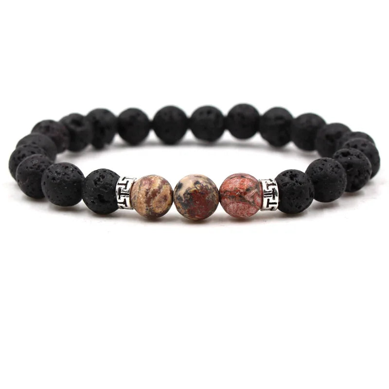 8MM Natural Stone Beaded Chain bracelets For Women Men Couple Lava Rock Healing Balance Beads Reiki Buddha Chakra Bangle Jewelry Vera Lux