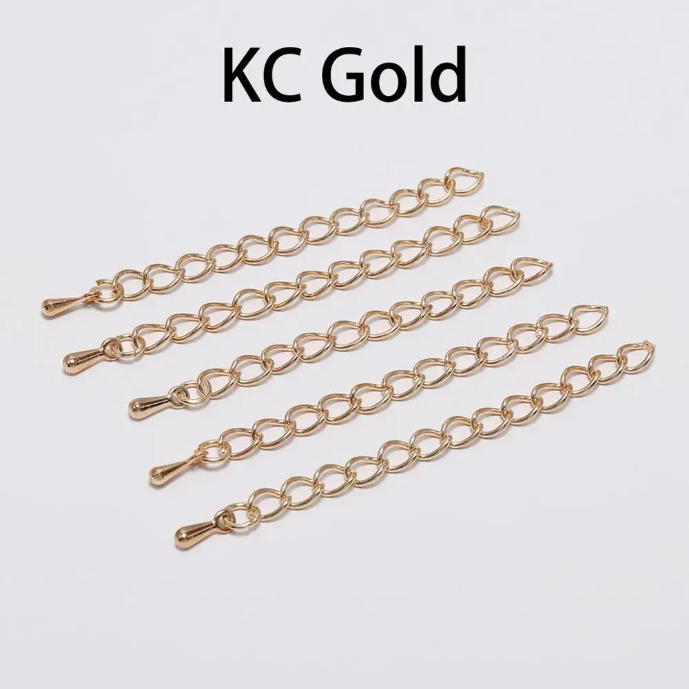 20pcs/lot 50-70mm Extended Extension Tail Chain Connectors Water Drop End Beads For DIY Jewelry Making Bracelet Necklace Vera Lux