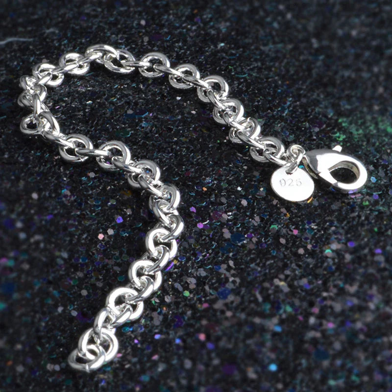 Aravant 925 Sterling Silver 6mm Link Chain Bracelet For Women Fashion Jewelry Vera Lux