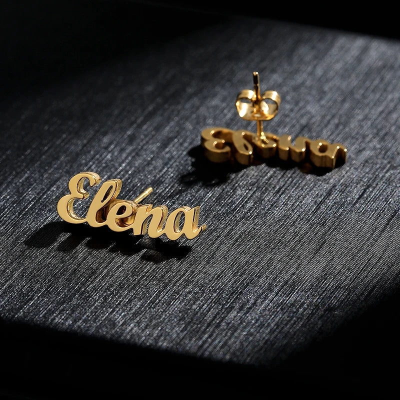 Custom Name Stud Earrings For Women Stainless Steel Earrings Any Pattern For Best Friend Girls Jewelry aretes de mujer Vera Lux