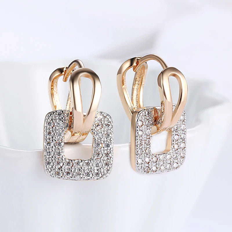Aravant 925 Silver 18K Gold Square Hoop Earrings For Women Wedding Party Fashion Jewelry Vera Lux