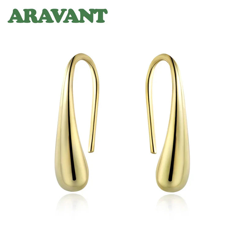 Aravant 925 Silver Earring For Women Water Drop Gold Earrings Fashion Wedding Jewelry Gifts Vera Lux