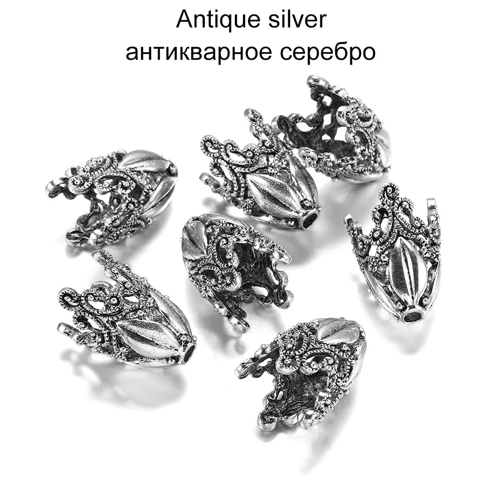 2pcs/lot Alloy Beads Caps Mixed Hollow Flower Necklace Earrings End Beads Cap Connectors For DIY Jewelry Making Accessroies Vera Lux