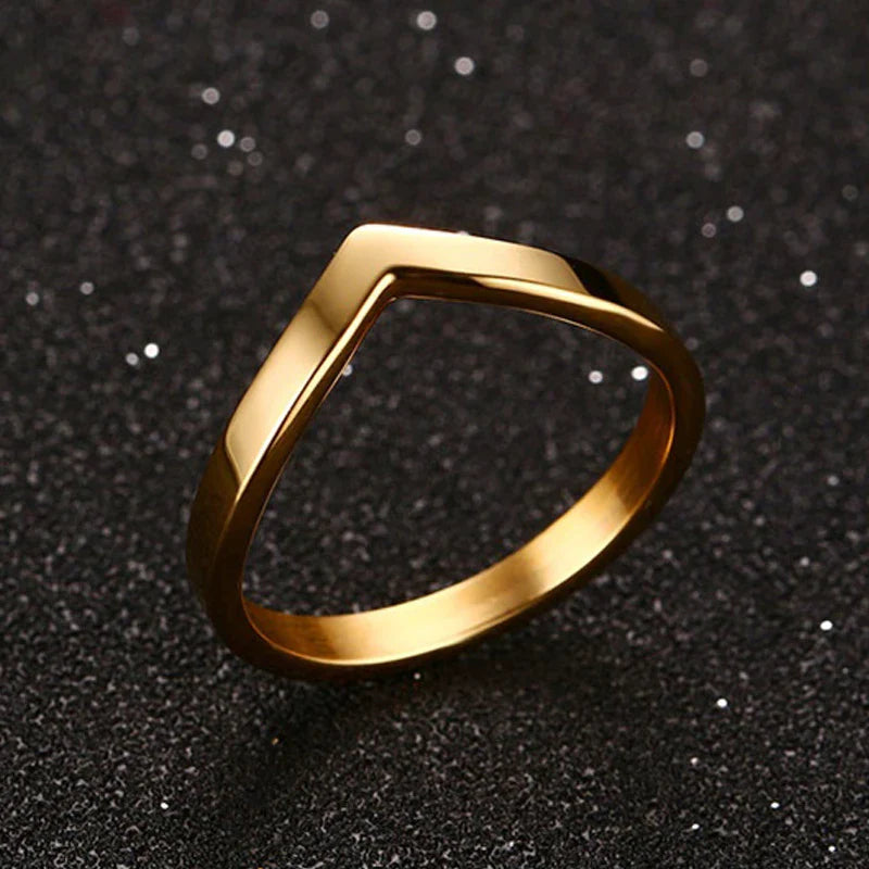 Simple Chevron V Shape Ring or Party 316L Stainless Steel Fashion Jewelry Rings For Women Vera Lux