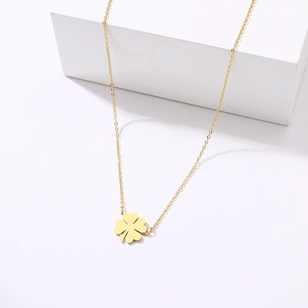 DOTOFI Four Leaf Clover Pendant Necklace For Women Stainless Steel Quality Fashion Jewelry Vera Lux