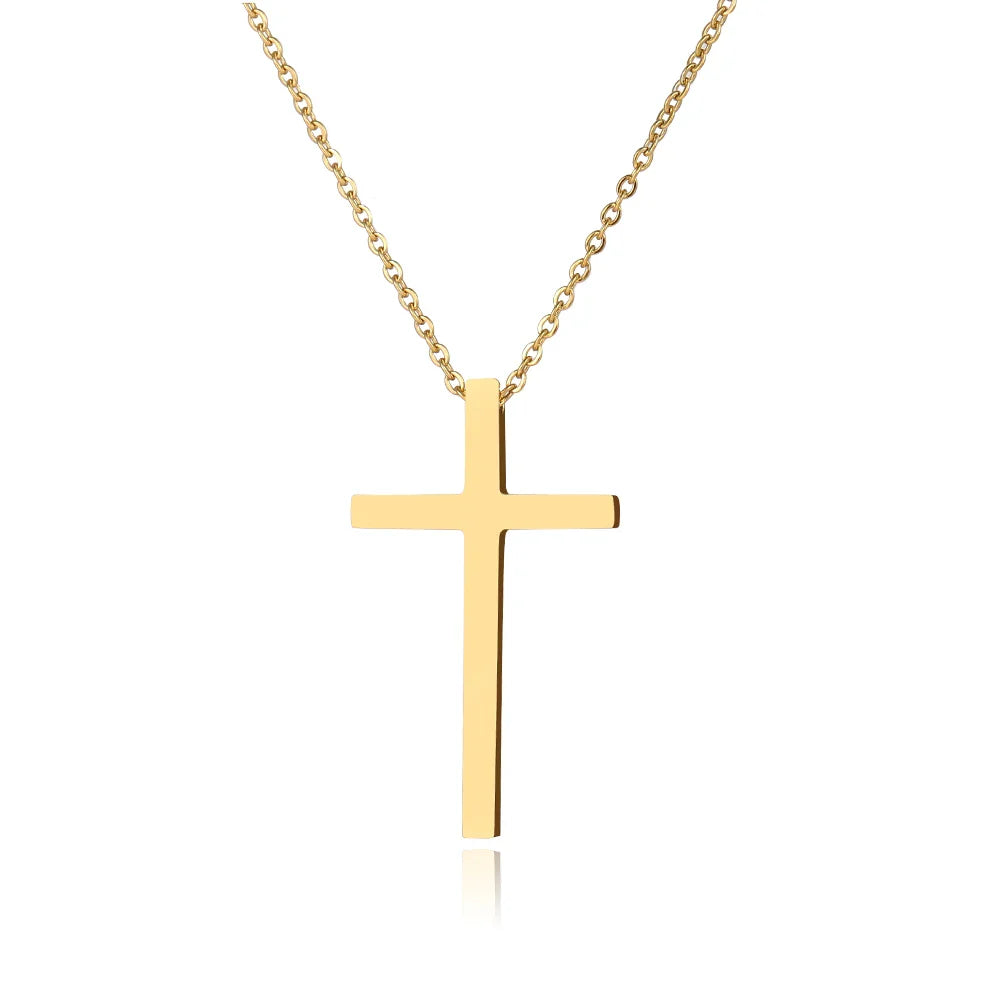 Stainless Steel Necklaces Classic Cross Jesus Fashion Large Style Man Chain Necklace For Women Jewelry Collar Pendant Gifts NEW Vera Lux