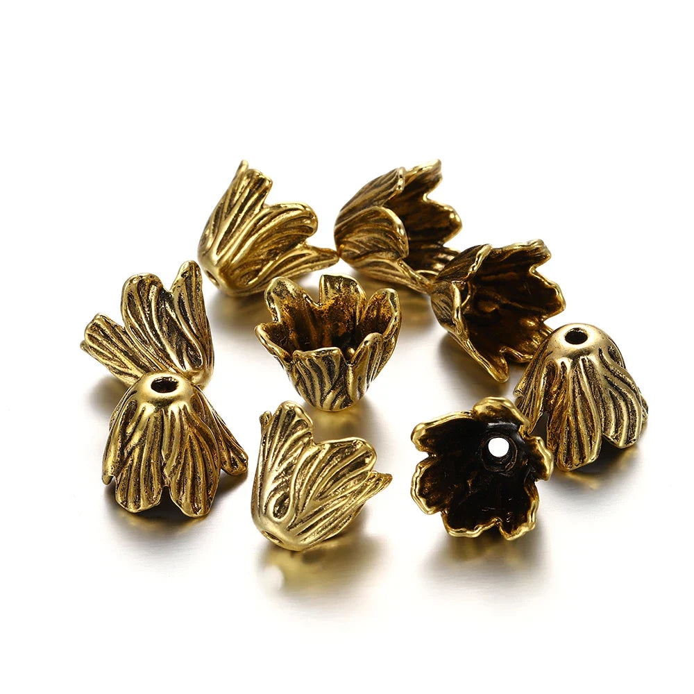 2pcs/lot Alloy Beads Caps Mixed Hollow Flower Necklace Earrings End Beads Cap Connectors For DIY Jewelry Making Accessroies Vera Lux