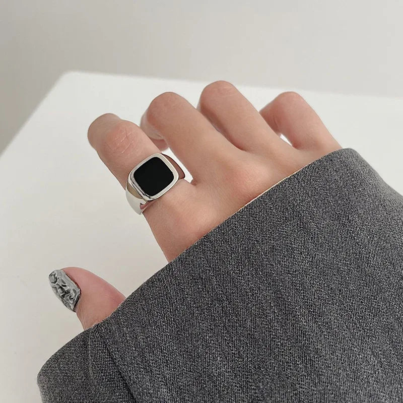 925 Sterling Silver plated Ring for Women Girl Gift Blace Stone Crystal Glaze Retro Punk Open Jewelry Dropship Wholesale Vera Lux