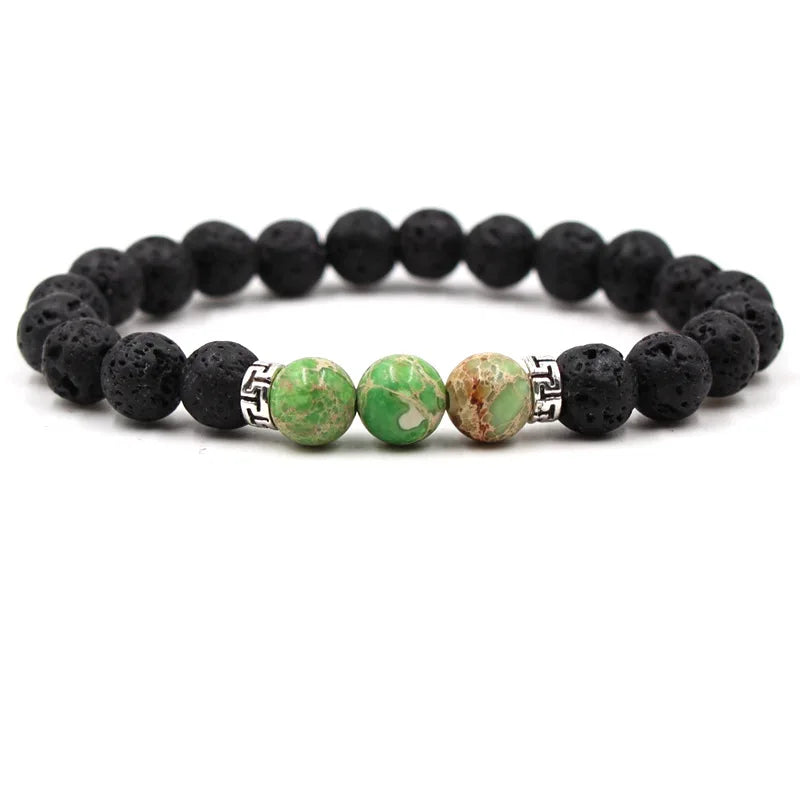 8MM Natural Stone Beaded Chain bracelets For Women Men Couple Lava Rock Healing Balance Beads Reiki Buddha Chakra Bangle Jewelry Vera Lux