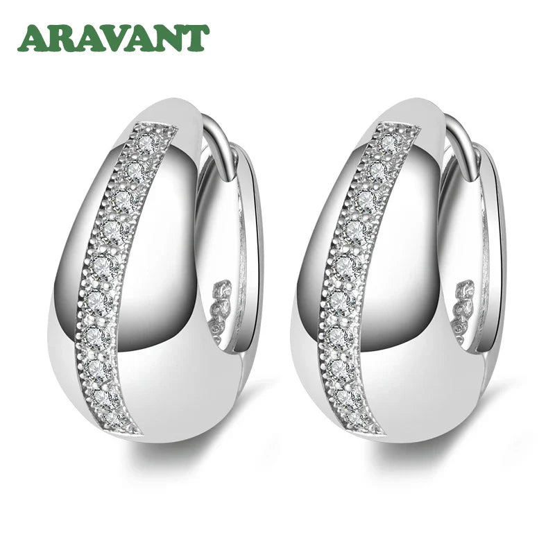 Real 925 Sterling Silver 18mm Small Hoop Earrings For Women Wedding Jewelry Gift Vera Lux