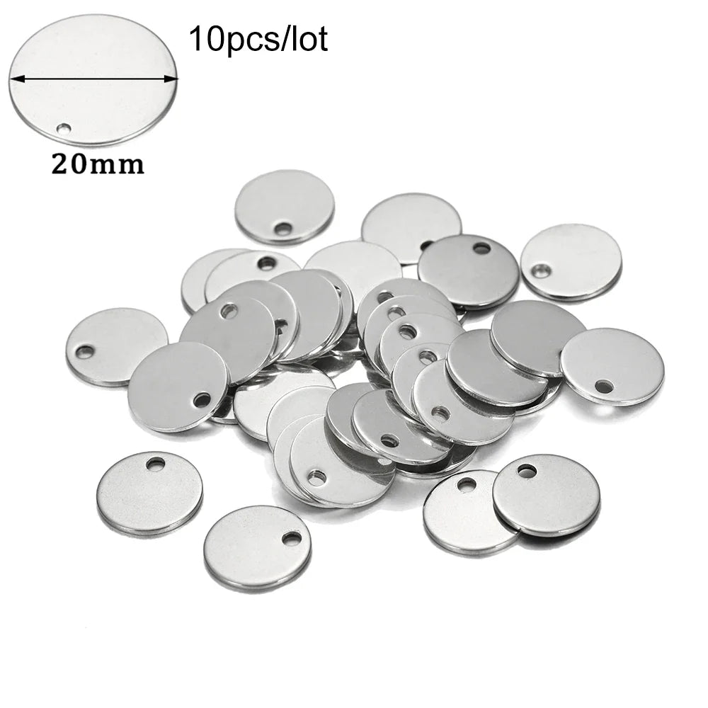 10-50Pcs Gold Stainless Steel Customized Dog Tag Heart-Shaped Oval Blanks Charm Pendant Charms For DIY Jewelry Making Supplies Vera Lux