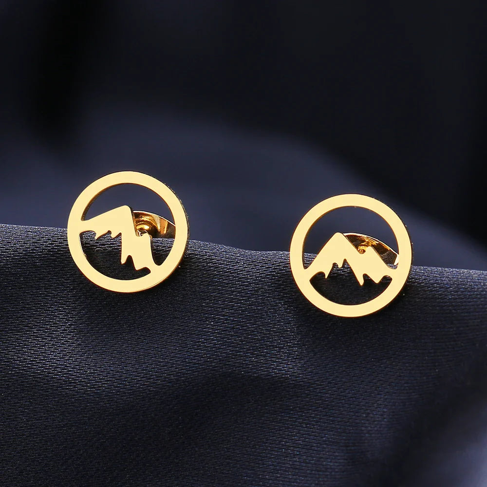 Stainless Steel Earrings Contour Mountain Fashion Stud Earrings Classic Simple Earrings For Women 2022 Jewelry Wedding Party NEW Vera Lux