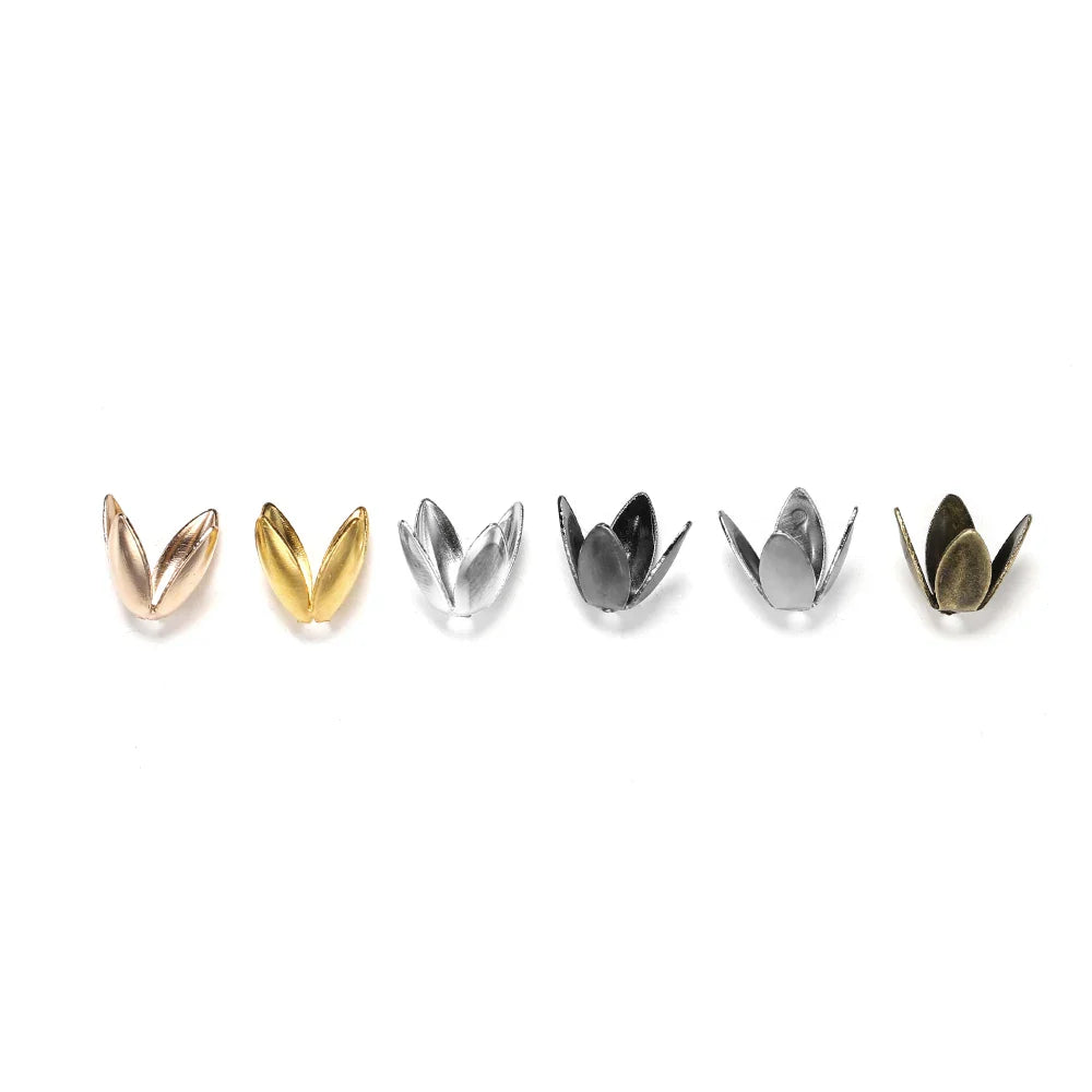 100pcs/lot Four Leaves Flower Metal Bulk Loose Sparer Caps Petal Apart End Bead Caps For Jewelry Making Bracelet Findings Vera Lux