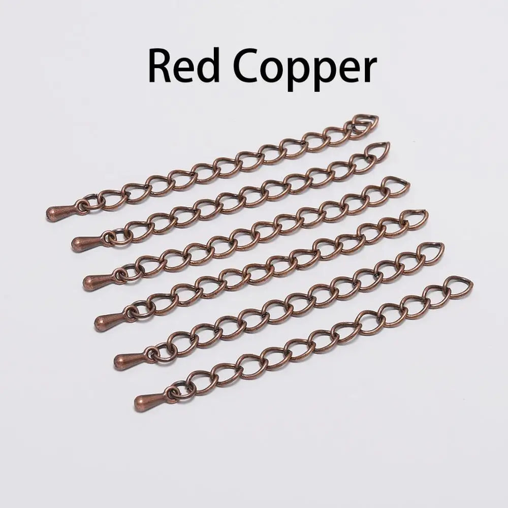20pcs/lot 50-70mm Extended Extension Tail Chain Connectors Water Drop End Beads For DIY Jewelry Making Bracelet Necklace Vera Lux