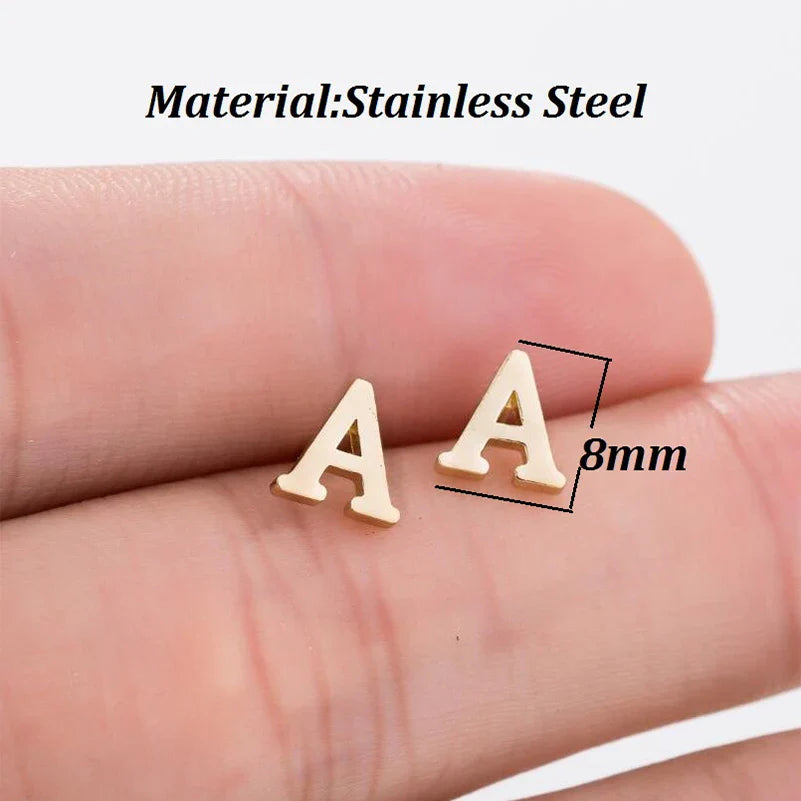 100% Stainless Steel A-Z Initial Earrings for Women Girls Personalize Letter Name Heart Stud Earring Family Jewelry Best Gifts Vera Lux