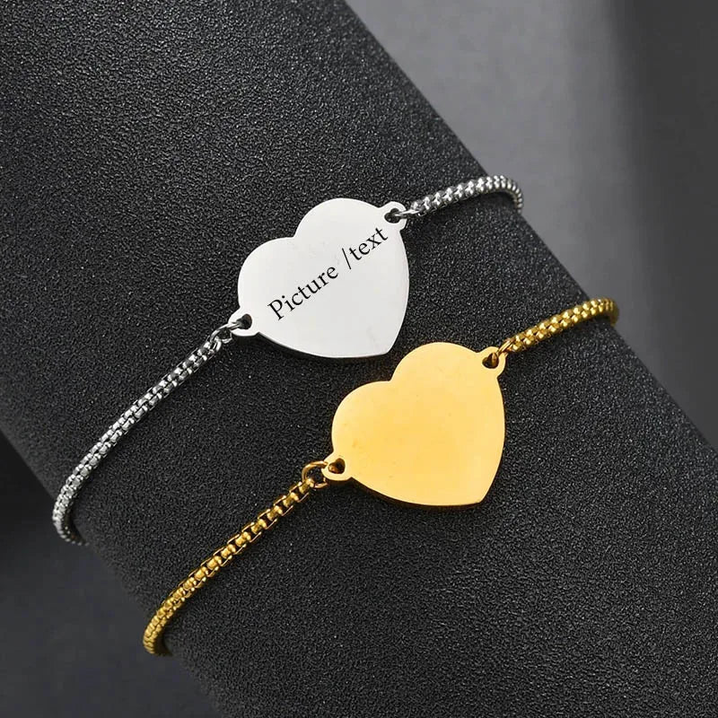 Nextvance Customized Engraving Nameplate Couple Bracelets on hand Stainless Steel Chain Bracelet  For Women Lovers  Jewelry Day Vera Lux