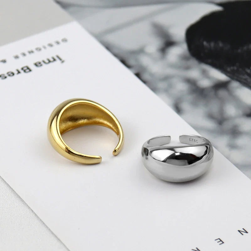 VENTFILLE 925 Sterling Silver Ring for Women Men Smooth Geometric Finger Ring Adjustable Party Jewelry Wholesale Vera Lux