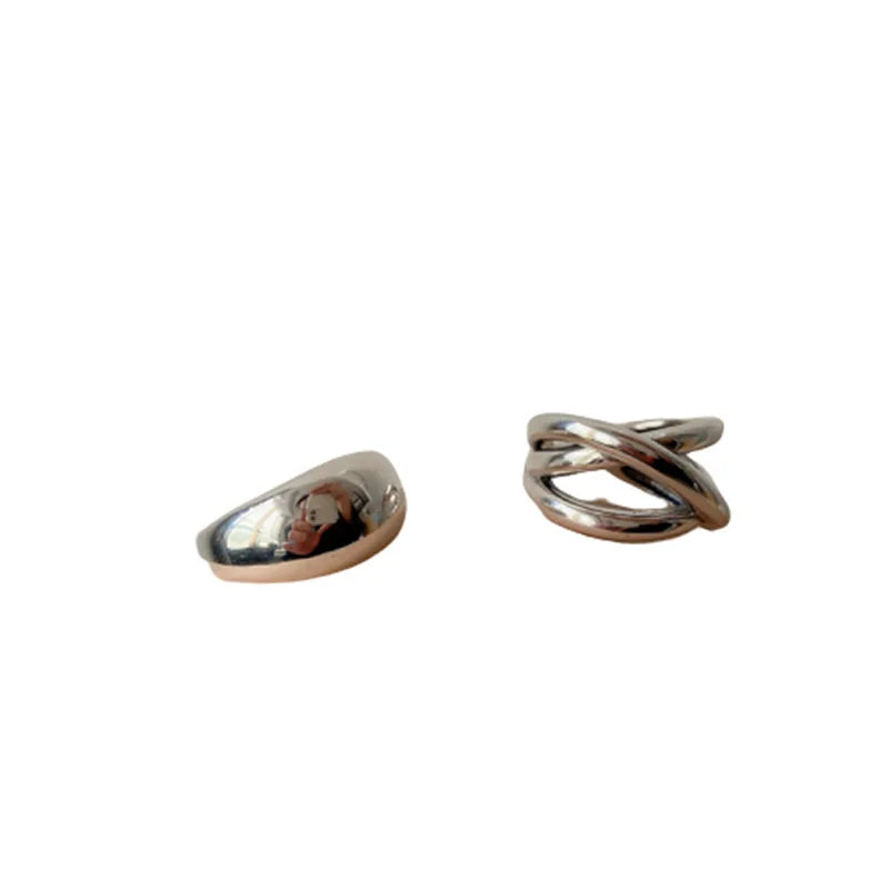 VENTFILLE 925 Sterling Silver Irregular Water Droplets Cross Ring Female Simple Retro Style Handmade Jewelry Vera Lux