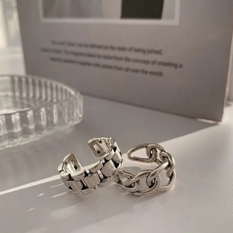 VENTFILLE 925 Sterling Silver Finger Rings New Fashion Creative Cross Hollow Chain Geometric Party Jewelry Gifts Vera Lux