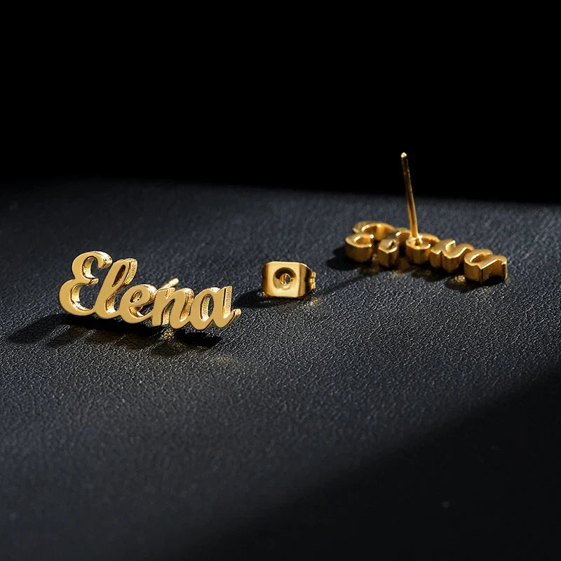 Custom Name Stud Earrings For Women Stainless Steel Earrings Any Pattern For Best Friend Girls Jewelry aretes de mujer Vera Lux