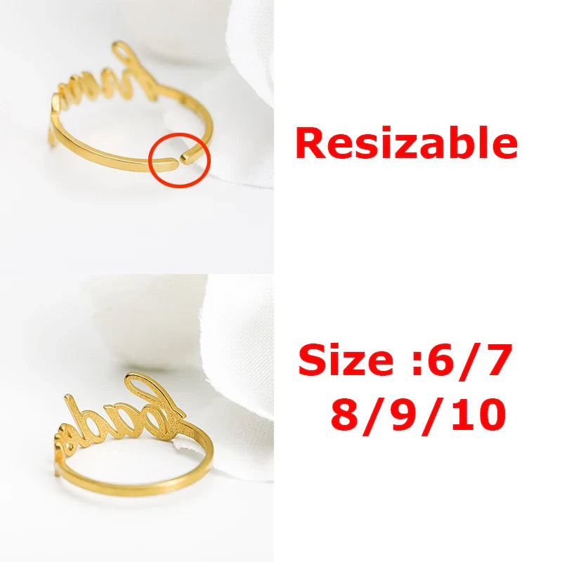 Custom Name Rings for Women Stainless Steel Gold Plated  Personalized Band Letter Initial Ring Wedding Jewelry Bijoux Femme 2023 Vera Lux