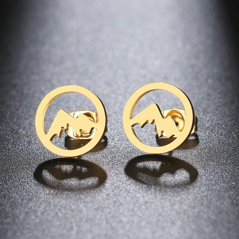 Stainless Steel Earrings Contour Mountain Fashion Stud Earrings Classic Simple Earrings For Women 2022 Jewelry Wedding Party NEW Vera Lux