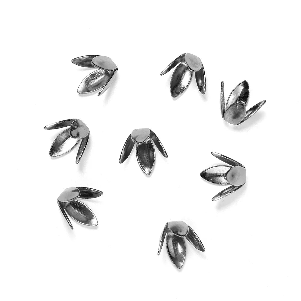 100pcs/lot Four Leaves Flower Metal Bulk Loose Sparer Caps Petal Apart End Bead Caps For Jewelry Making Bracelet Findings Vera Lux
