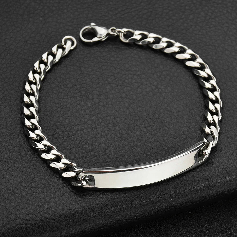 Nextvance Customized Engraving Nameplate Couple Bracelets on hand Stainless Steel Chain Bracelet  For Women Lovers  Jewelry Day Vera Lux