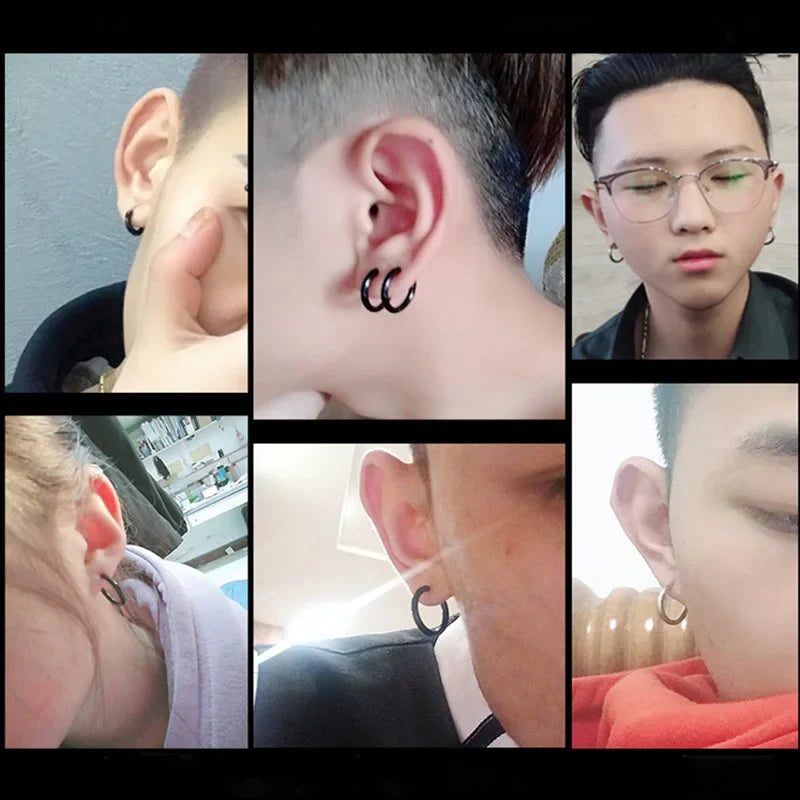 1 pair Women/Man Stainless Steel Small Hoops Earring Piercing Ear Cartilage Tragus Simple Thin Circle Anti-allergic Ear Buckle Vera Lux