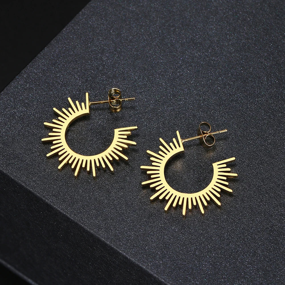 Stainless Steel Jewelry Geometric Earrings For Women Best Half Circle Spiked Femme Charm Earrings Party Best Wedding Gifts Vera Lux