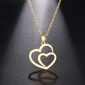 DOTIFI Stainless Steel Necklace For Women Man Hollow Double Heart Choker Pendant Charms Necklace Engagement Jewelry Vera Lux