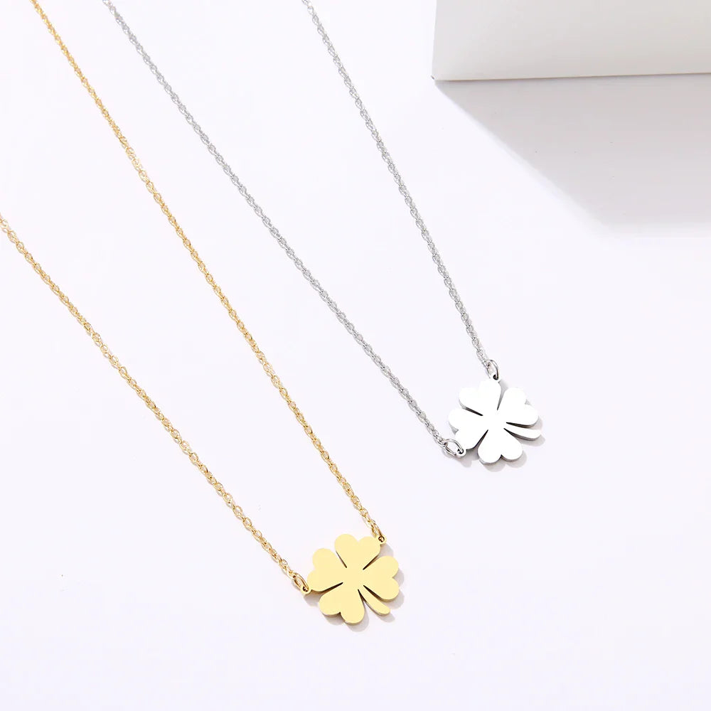 DOTOFI Four Leaf Clover Pendant Necklace For Women Stainless Steel Quality Fashion Jewelry Vera Lux