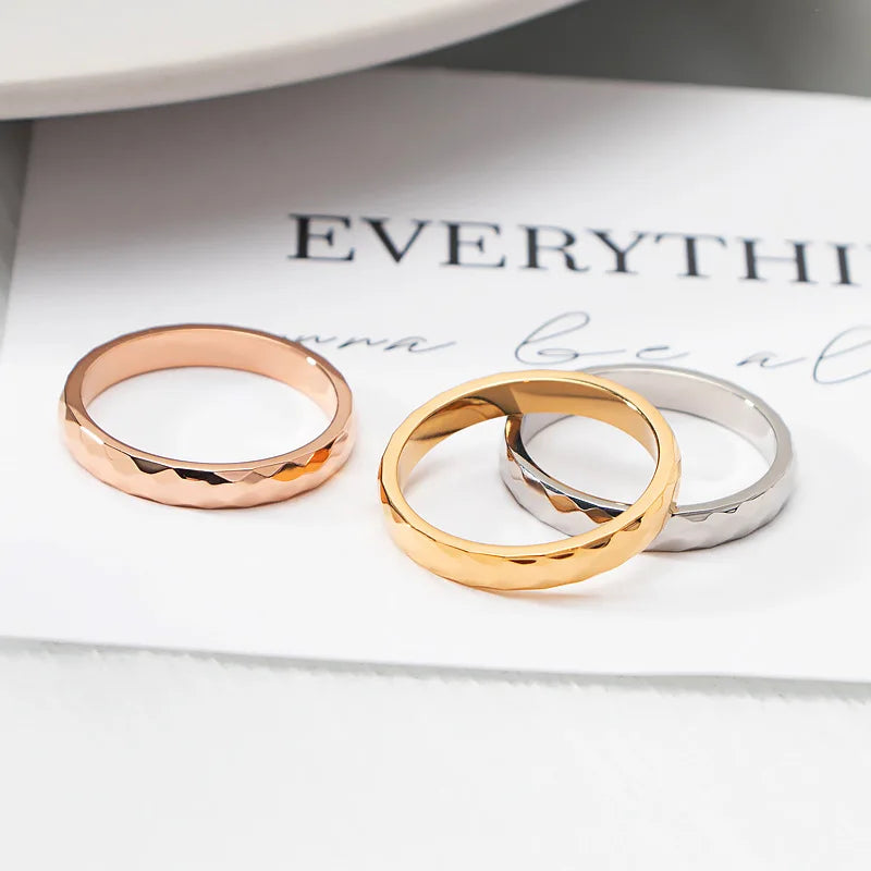 3mm Stainless Steel Multi-Faceted Comfort fit Ring Wedding Band for Women Men Size 4-10 Vera Lux