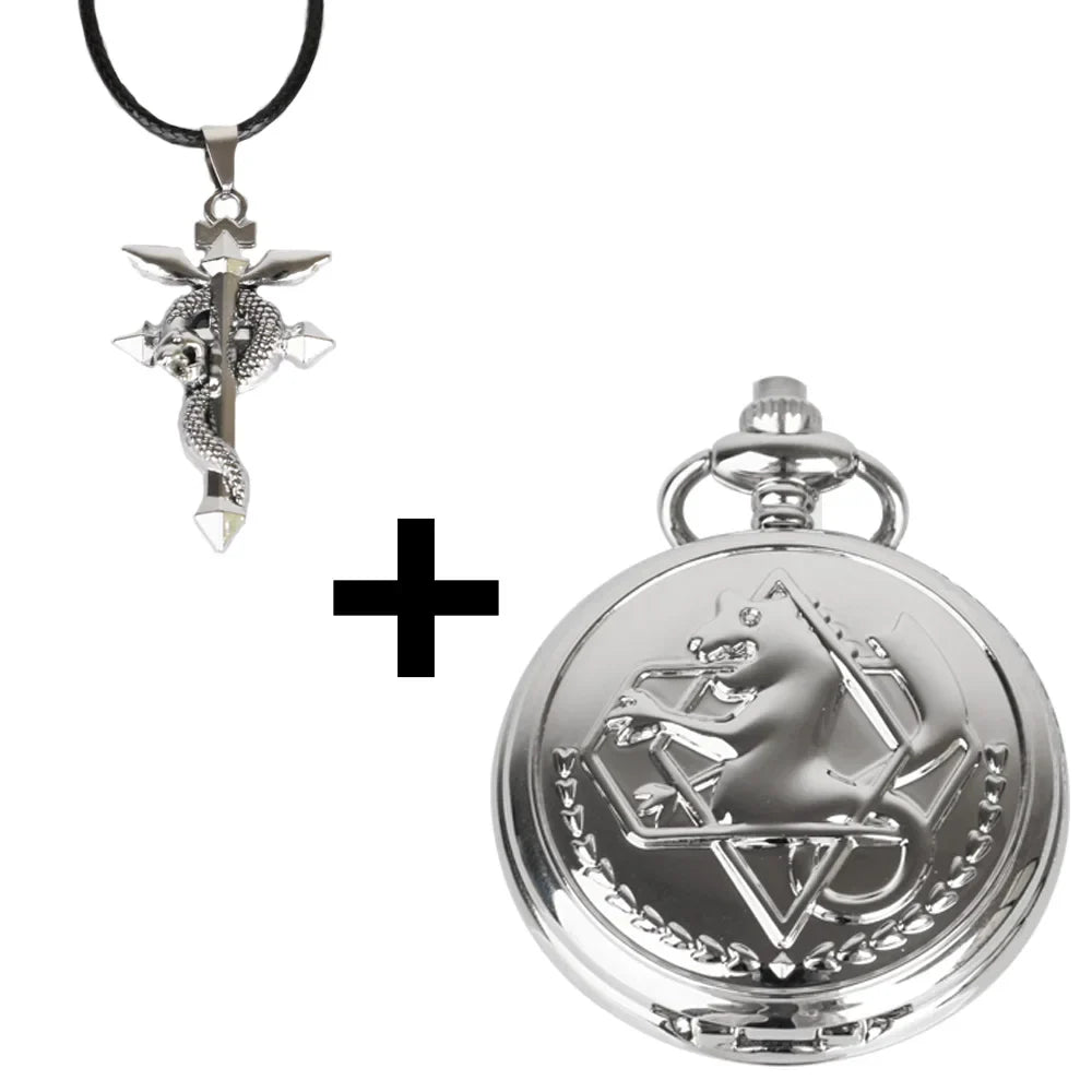 Fullmetal Alchemist High Grade Gifts Sets Pocket Watch Cosplay Japan Anime Necklace Clock Accessories With Box CF1217 Vera Lux