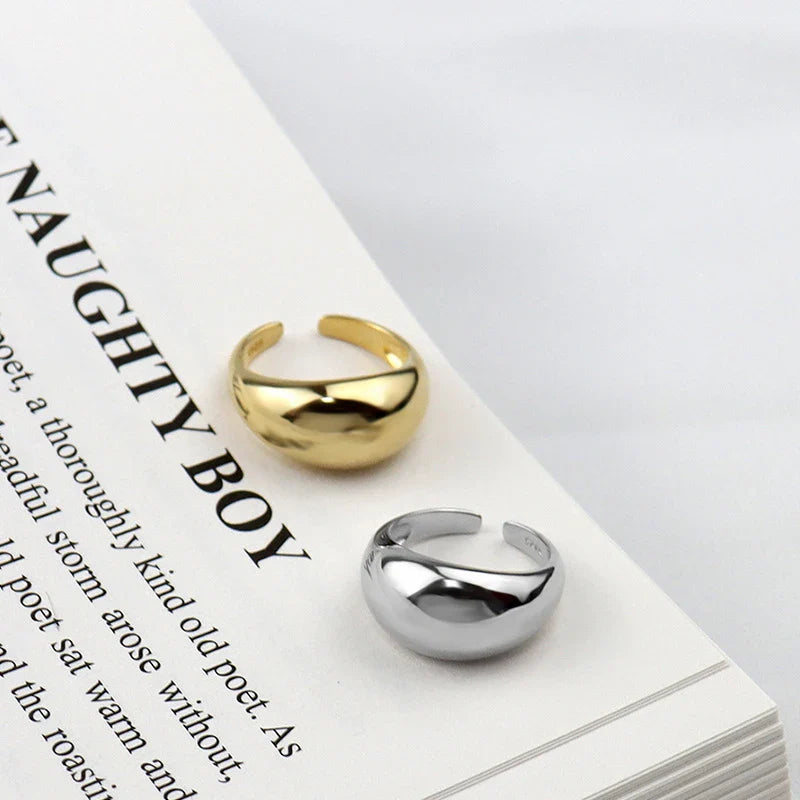 VENTFILLE 925 Sterling Silver Ring for Women Men Smooth Geometric Finger Ring Adjustable Party Jewelry Wholesale Vera Lux